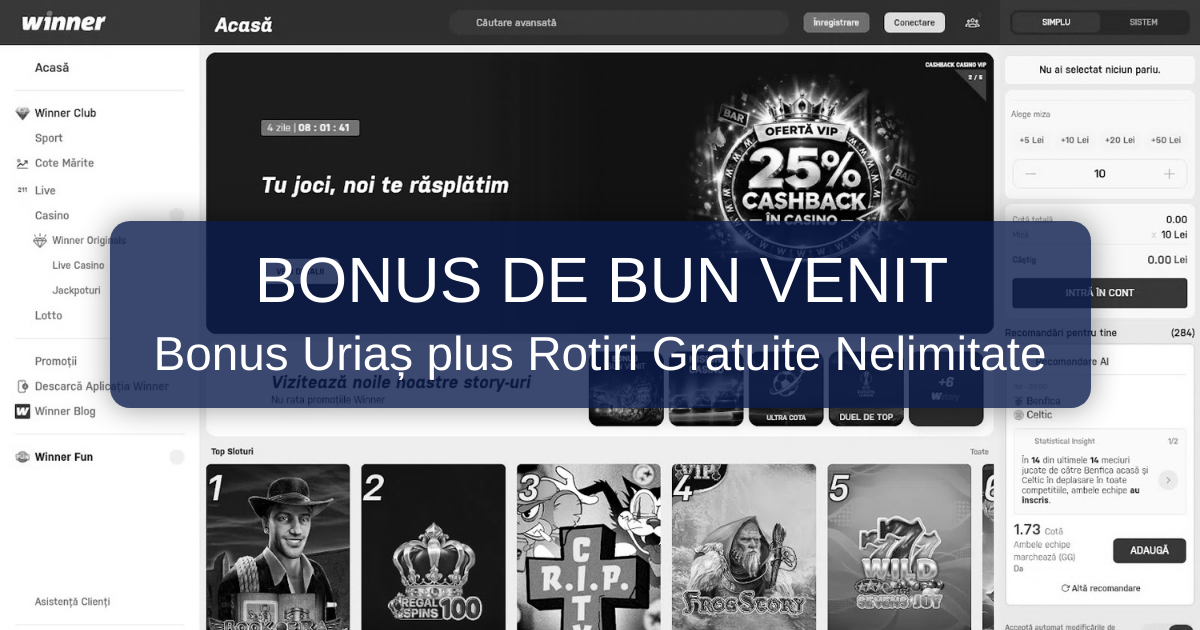 Winner Casino: bonus de bun venit și informații despre cazinou